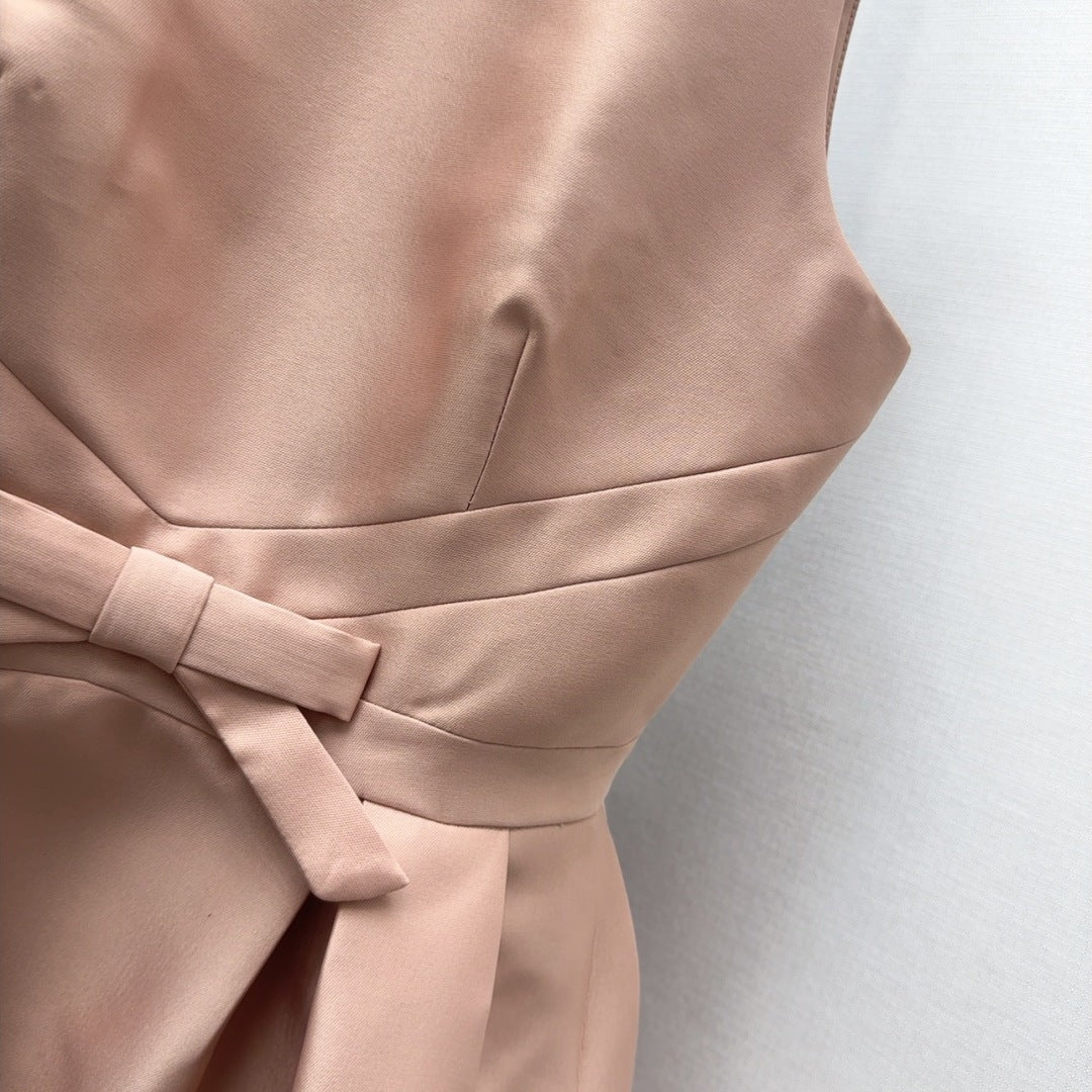 CD 25 Bow Sleeveless Mini Dress Pink Satin