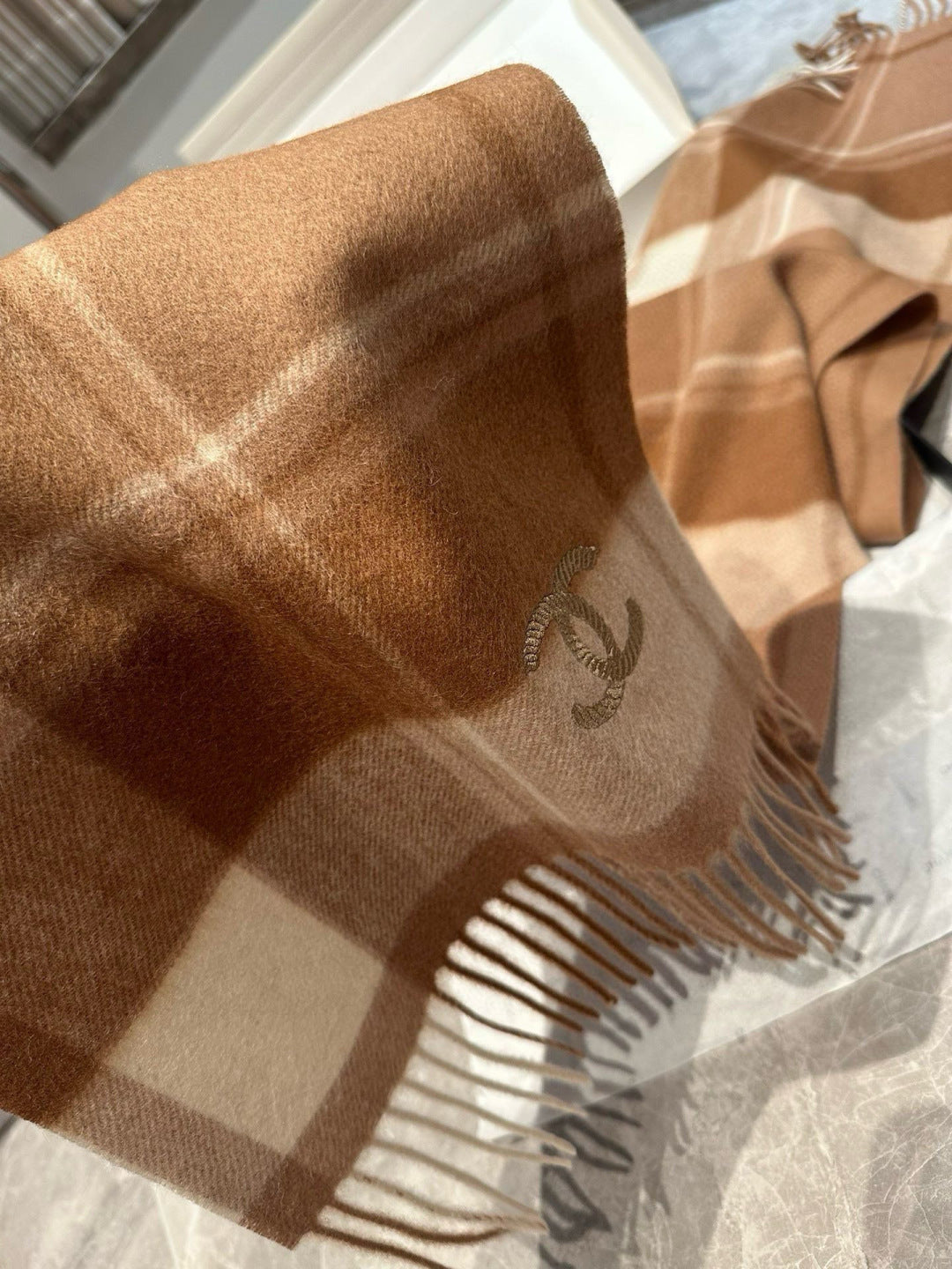 CC 25s Scarf 180cm Brown Cashmere 973462