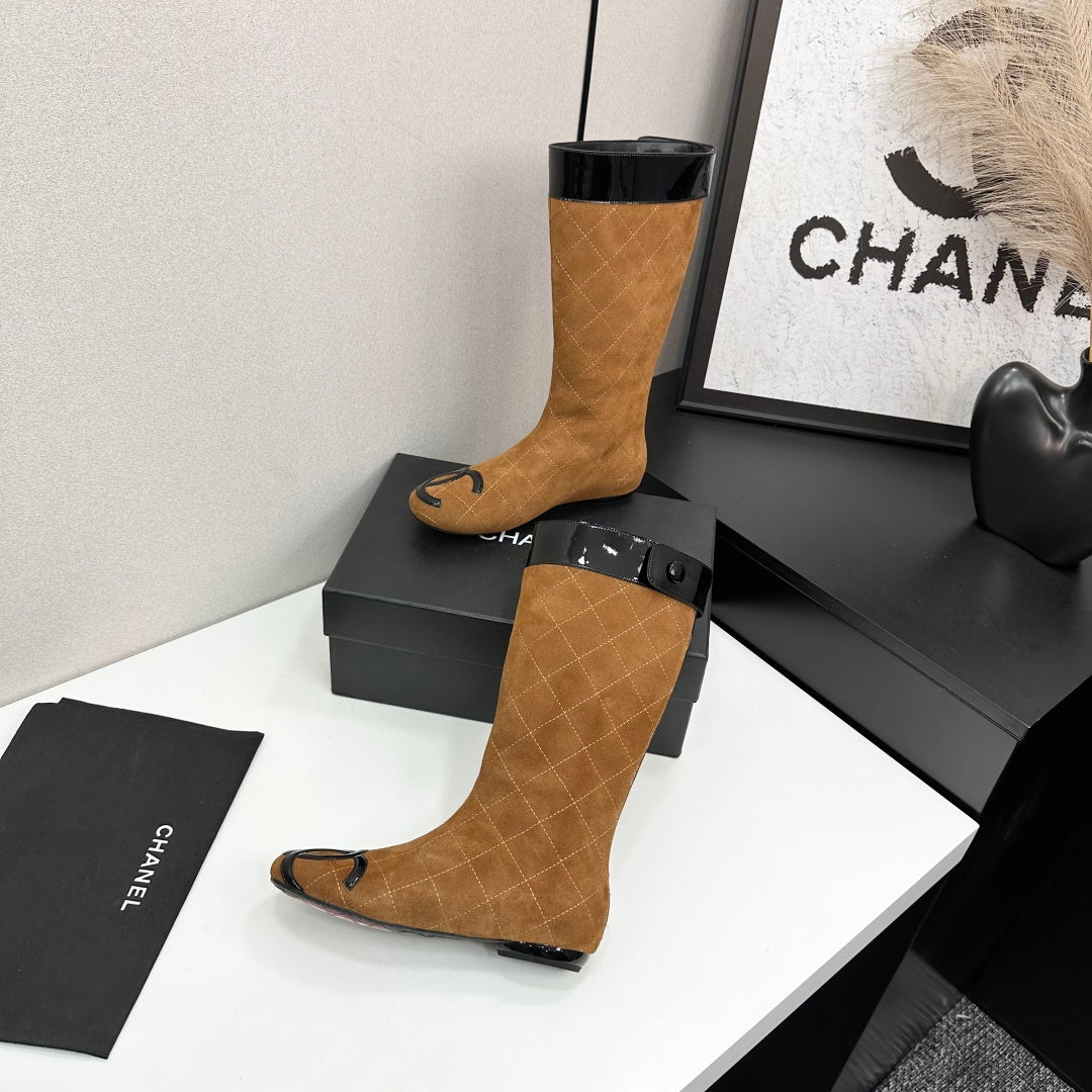 Chanel 2026 Cambon Line Quilted Boots Suede Leather 985743