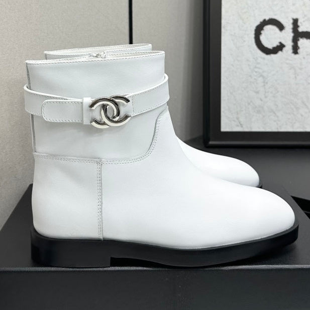Chanel 2026 CC Logo Belted Boots Cowhide 985942