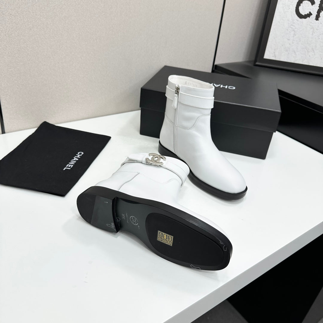 Chanel 2026 CC Logo Belted Boots Cowhide 985942