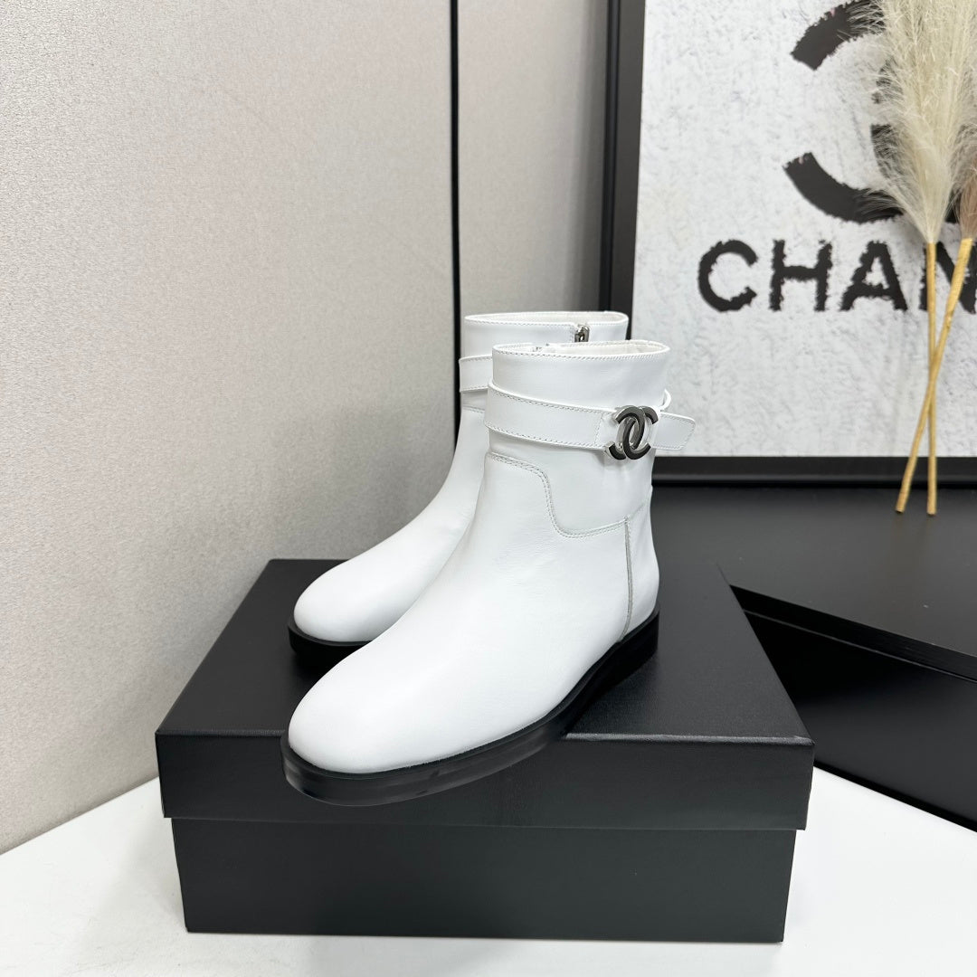 Chanel 2026 CC Logo Belted Boots Cowhide 985942