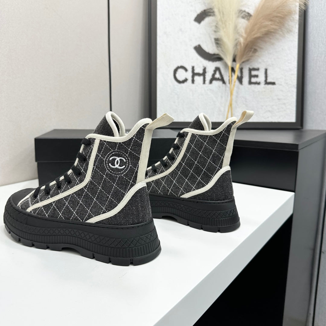 Chanel 2026 Quilted High Top Sneakers Suede Fabric 986146