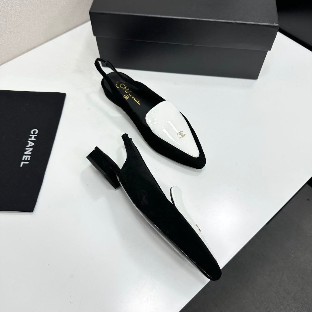 Chanel 2026 Two-Tone Flat Slingbacks Suede Leather 985827