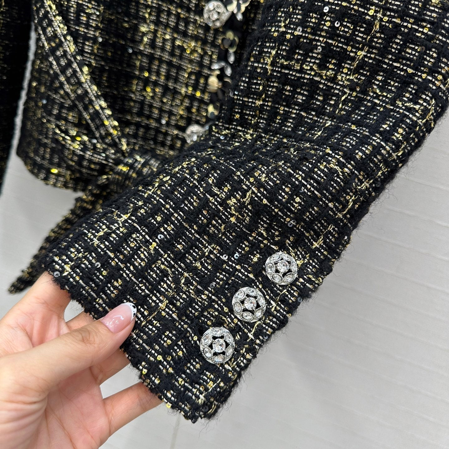 CC 25 Tweed Jacket Black Wool Polyamide