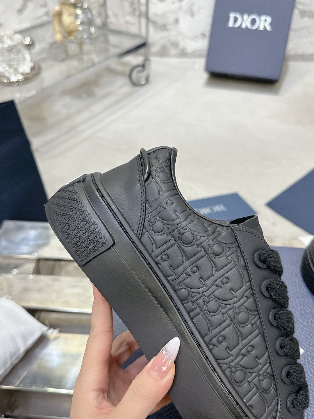 CD B33 Sneaker 30mm In Black Monogram Calfskin 100560