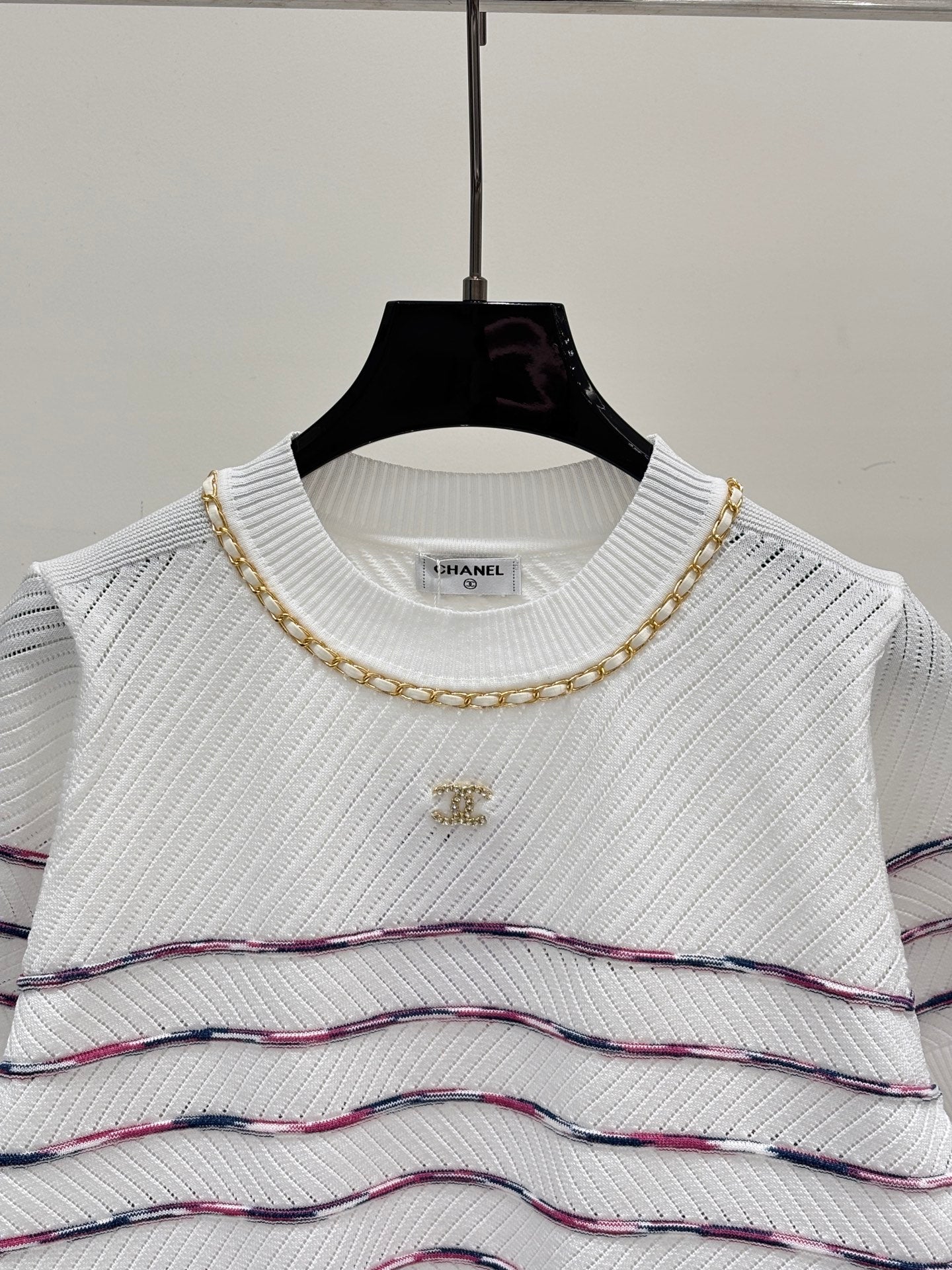 Chanel 2026 Striped Short-Sleeve T-Shirt Cotton 413806