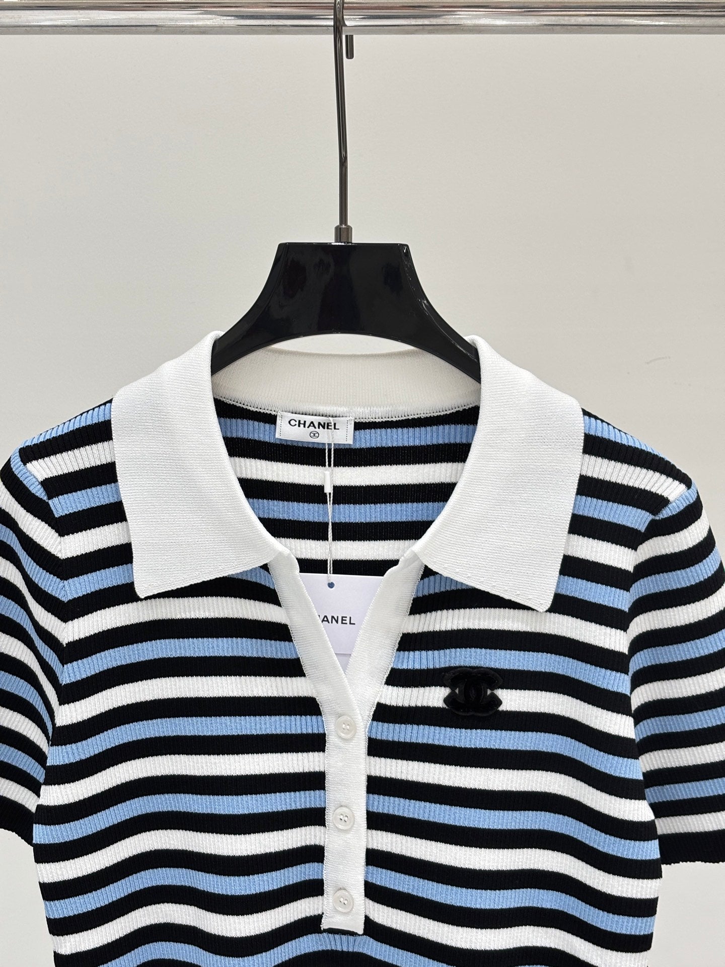 Chanel 2026 Striped Polo Shirt Cotton 413807