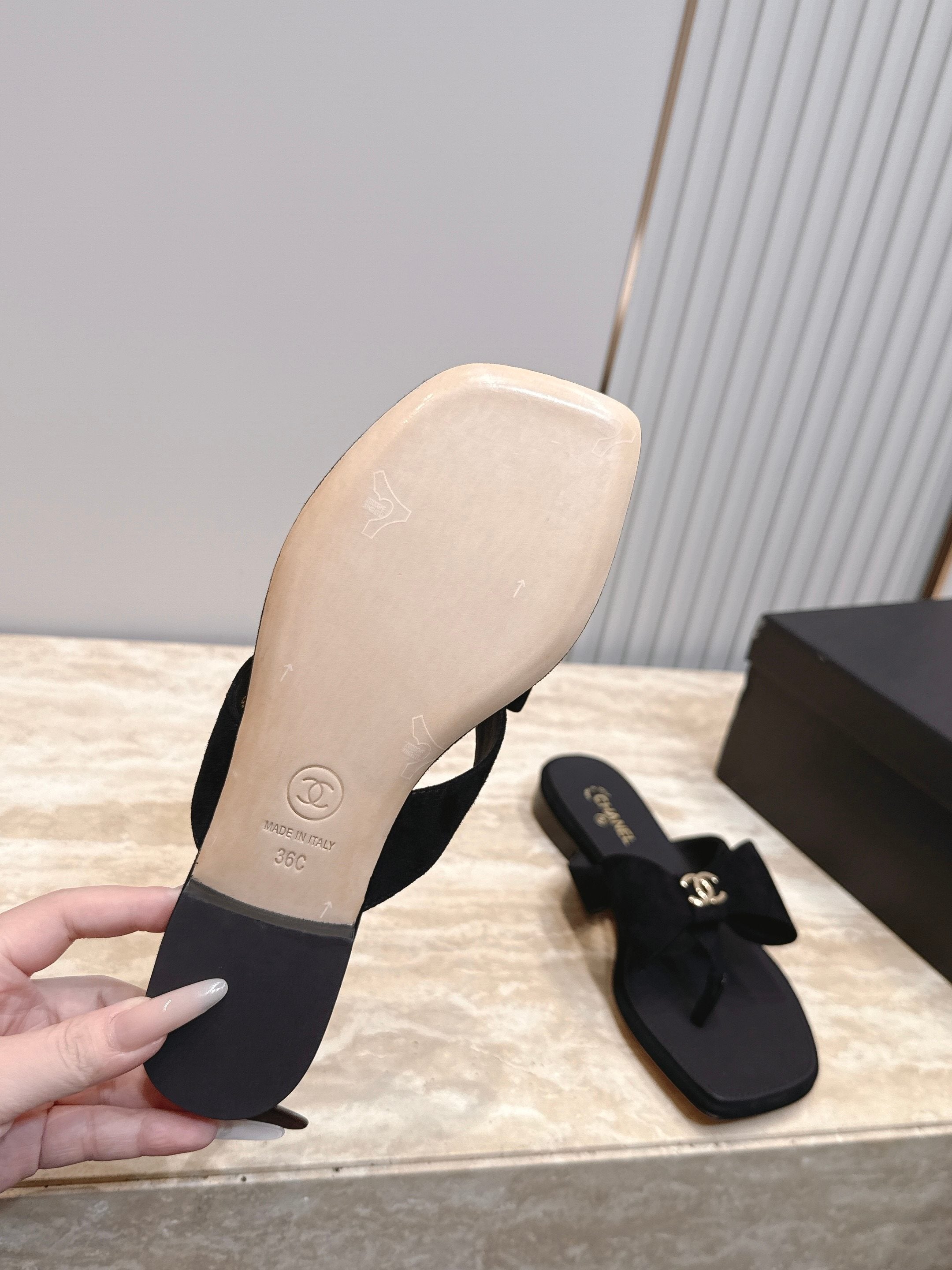Channel 2026 Bow Thong Sandal 15mm Suede Calfskin 898999