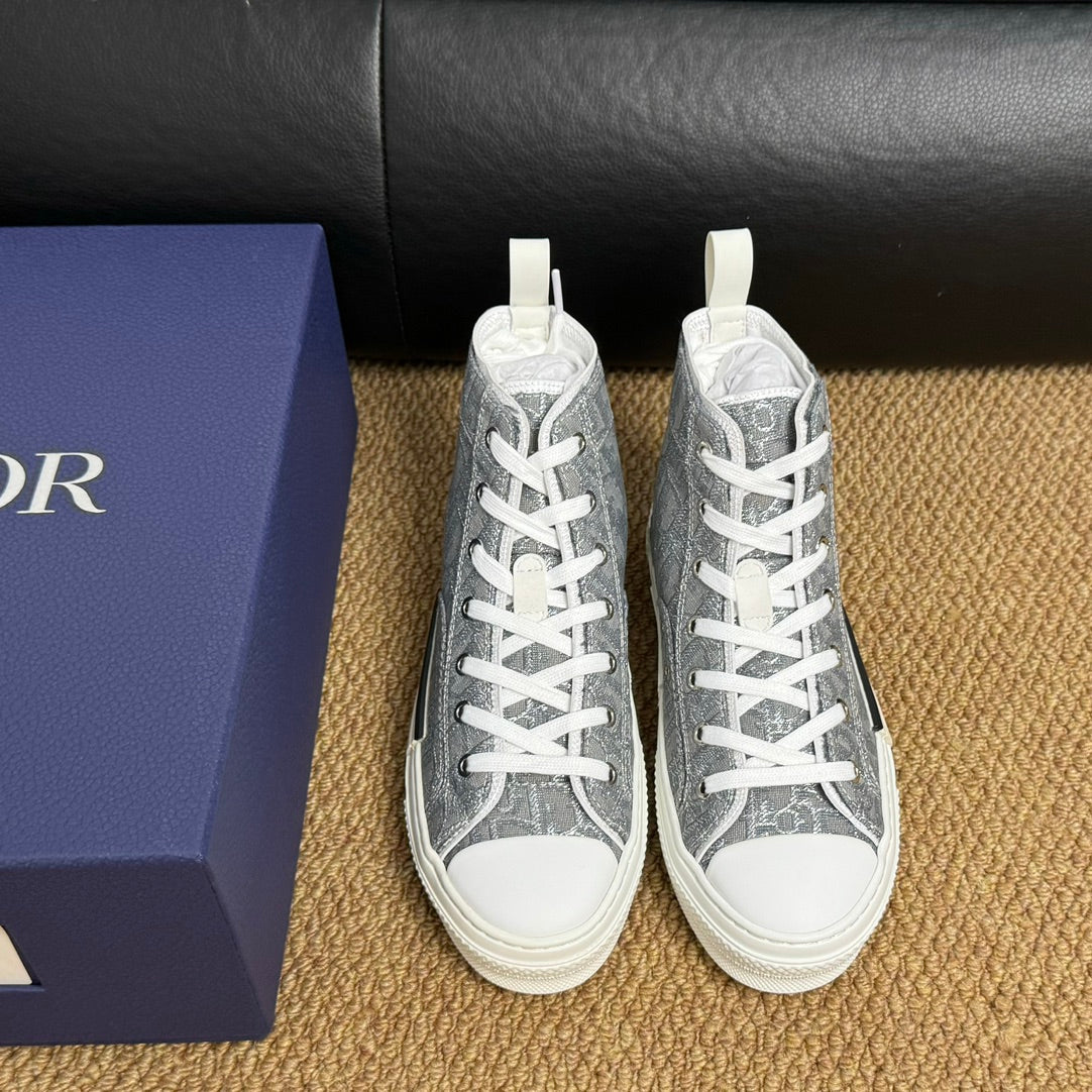 CD B23 High-Top Sneaker Grey Oblique Jacquard Fabric