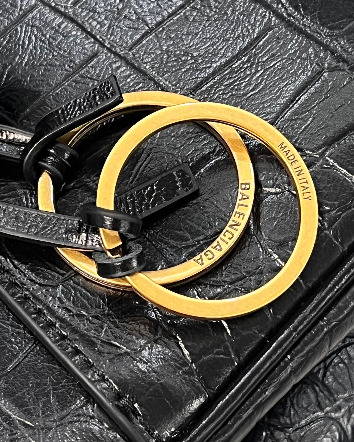 Balenciaga Small Rodeo Crocodile Embossed Bag 29 Black Leather Gold Hardware