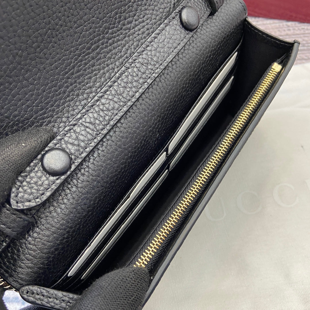 GG Dionysus Chain bag 20cm Black Grained Leather 339611