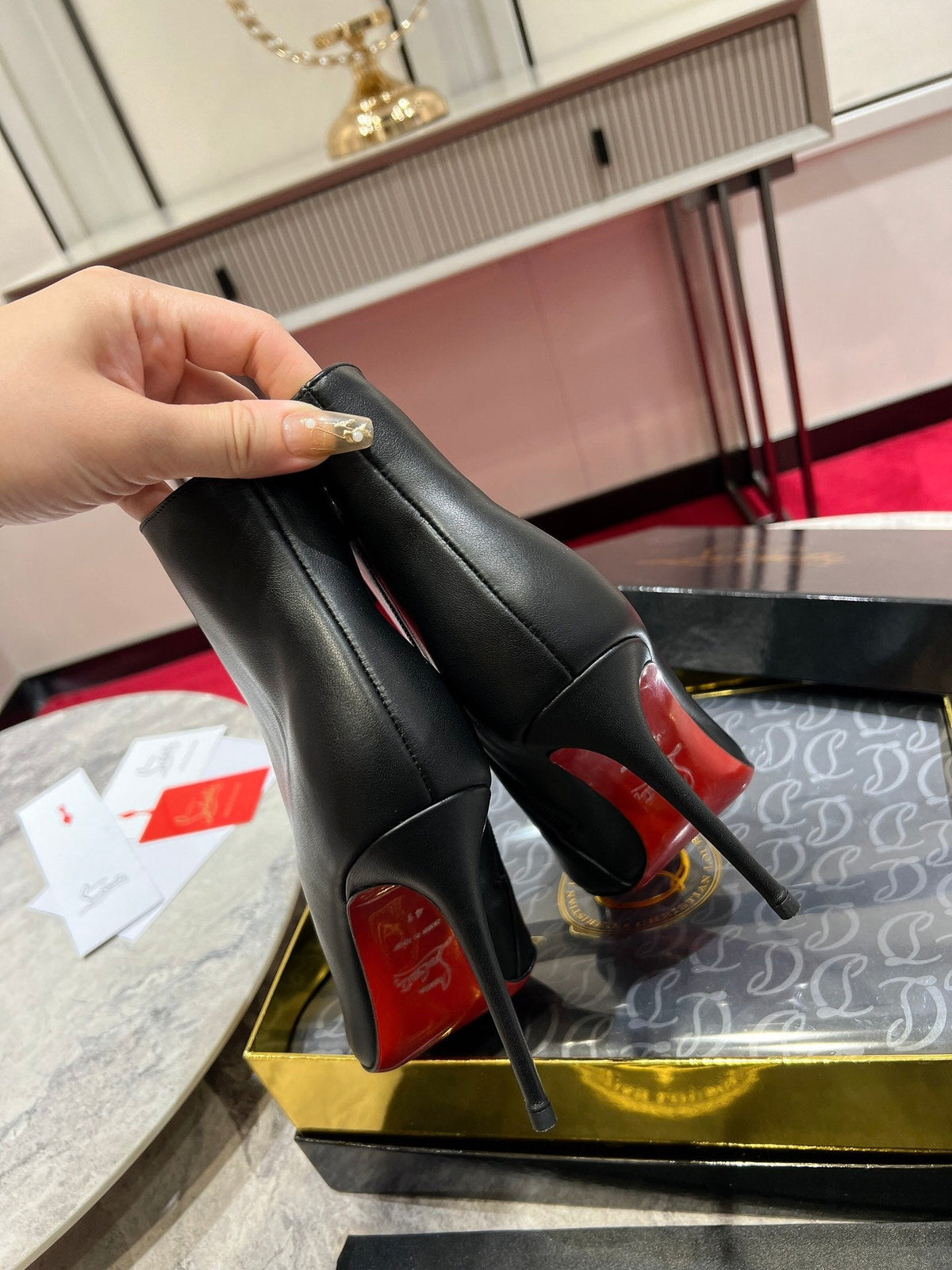 CL SO KATE BOOTY 100 BLACK CALFSKIN