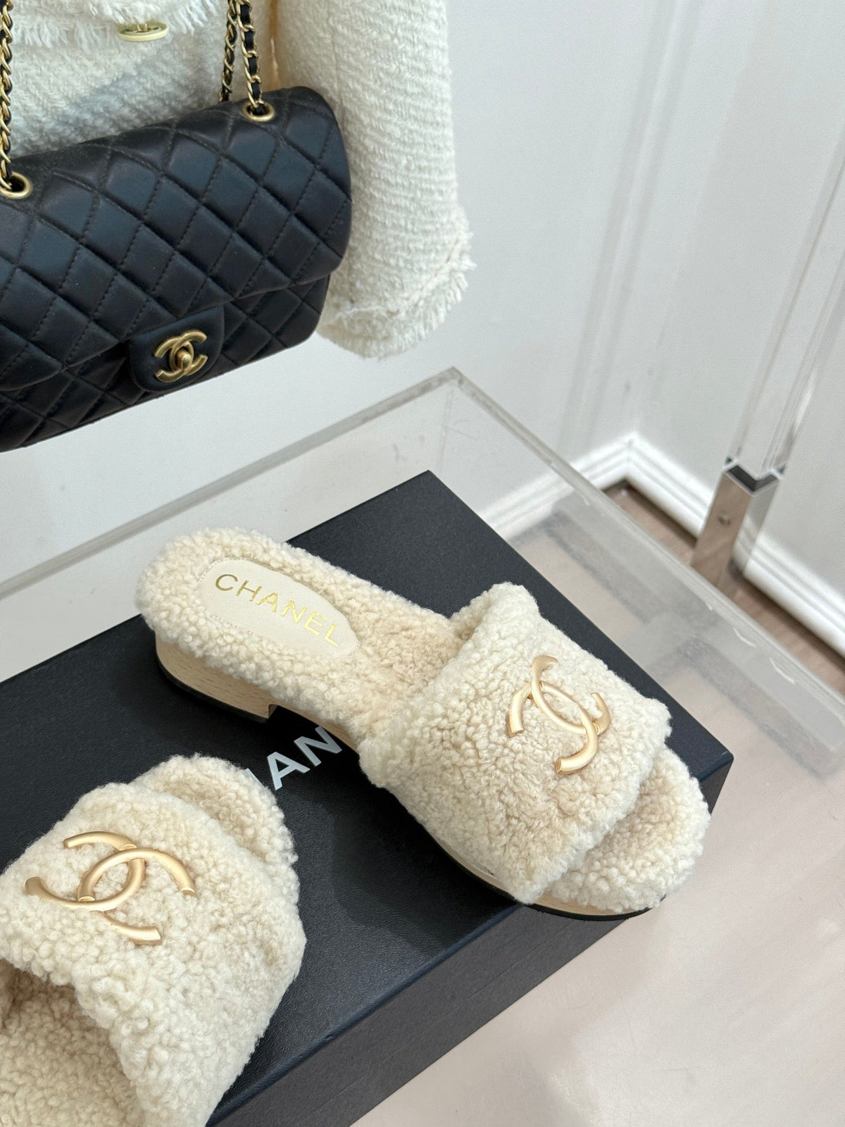 Chanel 2026 Wood Thick-Soled Sandals Wool 188607