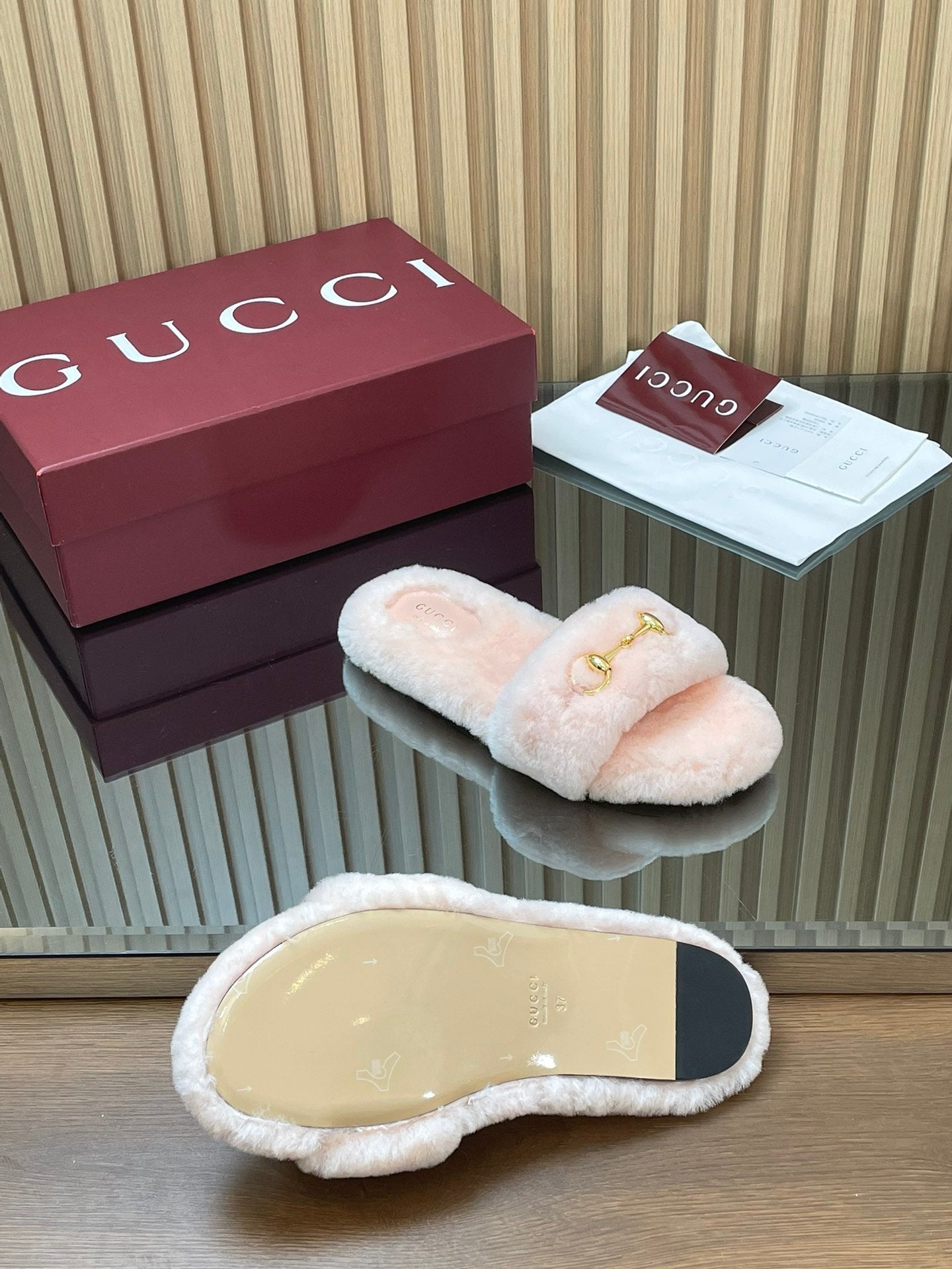 Gucci 2025 Horsebit Slipper Light Pink Wool 562873