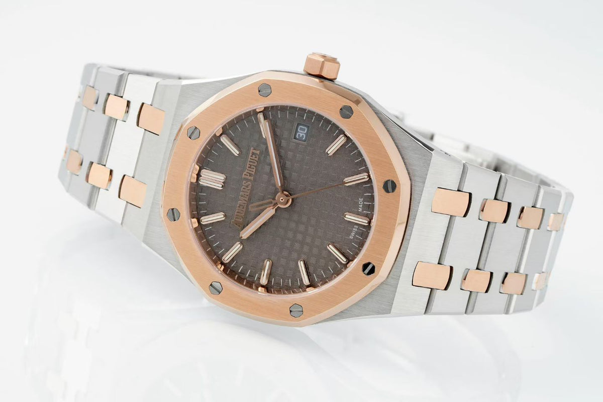 Audemars Piguet Royal Oak 34mm Sliver Case Brown Dial Pink Gold Steel