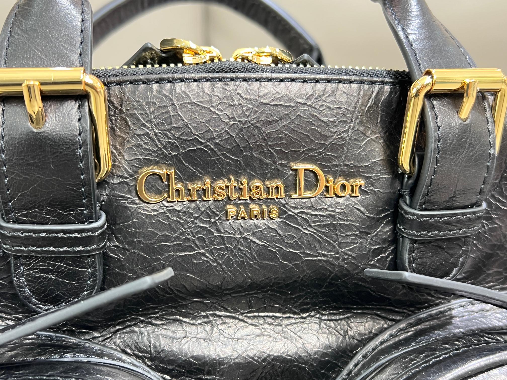 Dior 2026 Grand Tour Bowling Bag 28cm Black Calfskin