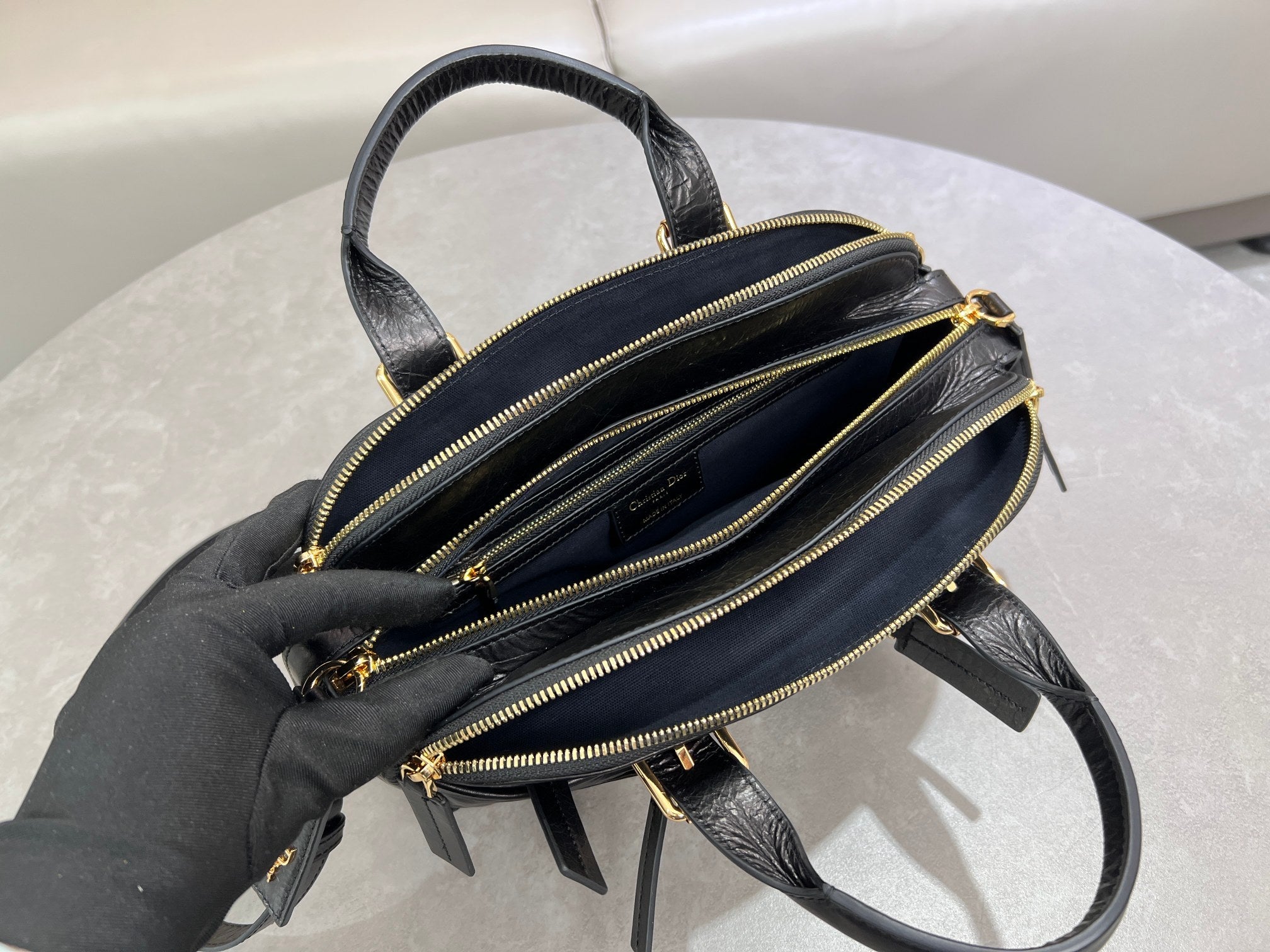 Dior 2026 Grand Tour Bowling Bag 28cm Black Calfskin