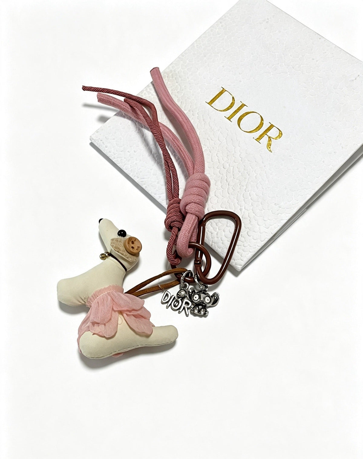 Dior White Pink Dog Charm