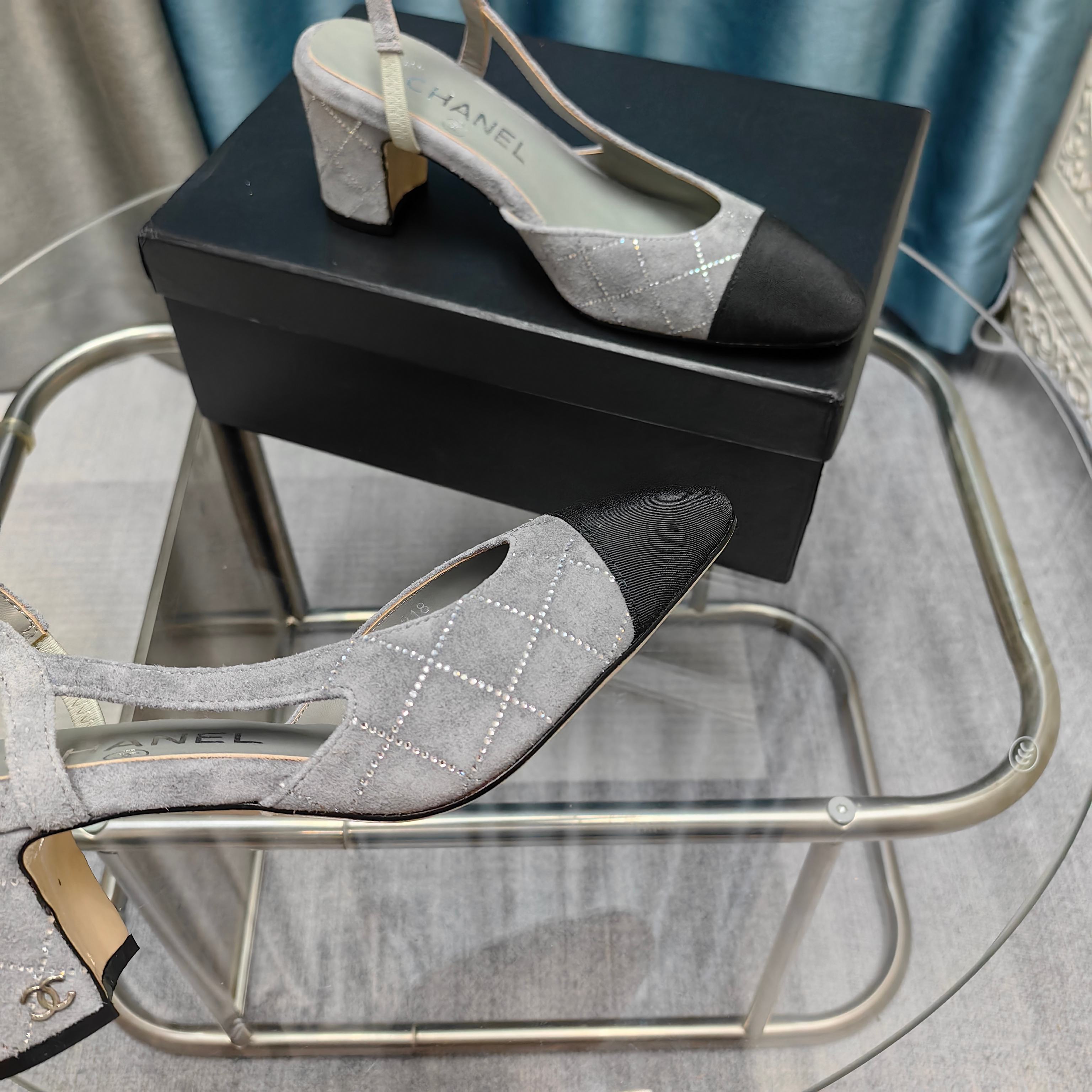 CC 25 Slingback 6.5cm Grey Suede