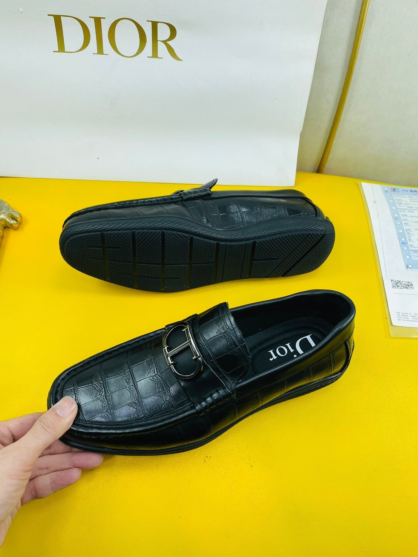 CD SYMBOL GRANVILLE LOAFER BLACK EMBOSSED CALFSKIN