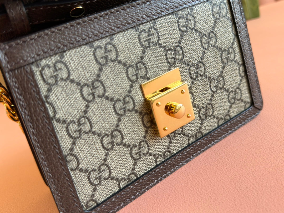Gucci Ophidia 17.5cm Bag Ebony Brown Canvas Leather 248489