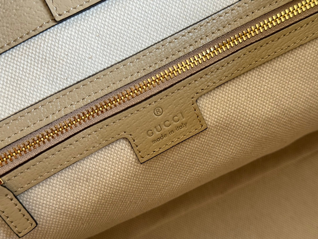 Gucci Ophidia 38cm Bag Beige White Leather Canvas 244453