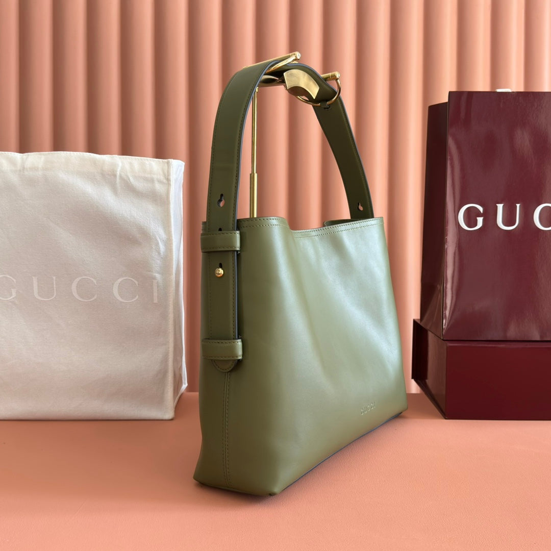 Gucci Beatrix Handbag 35 Olive Green Cowhide 272147