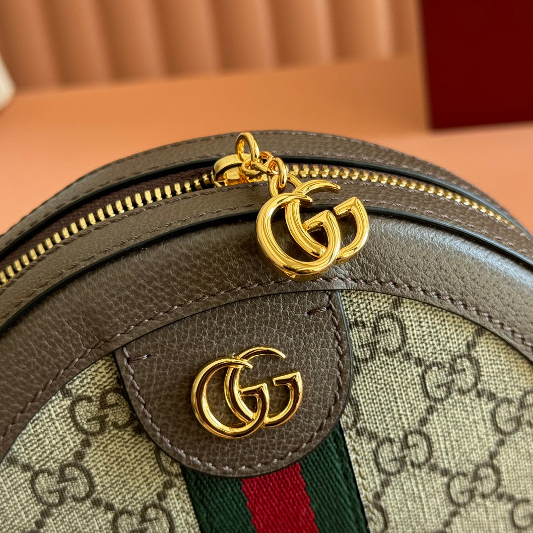 GG 2025 Round Bag Ebony mix Colors Canvas Leather 273587