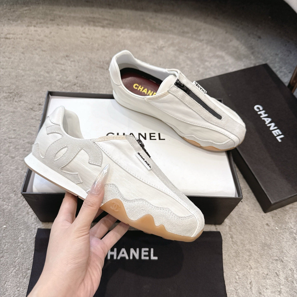 Chanel 2026 Front-Zip Sneakers Suede Leather 197905