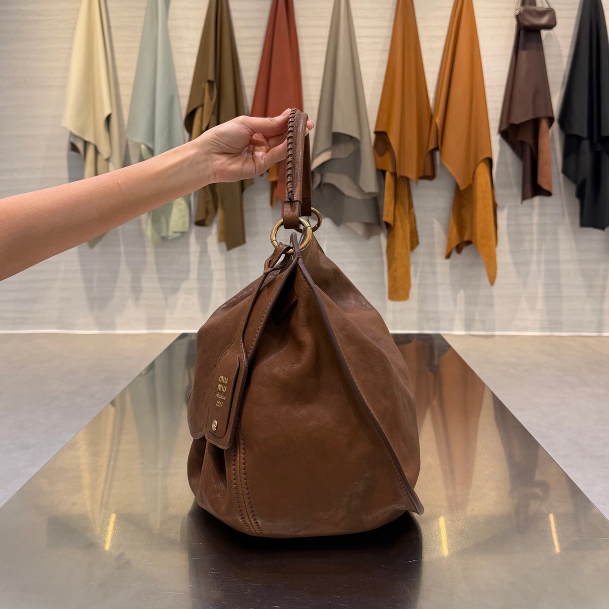 MiuMiu 2026 Rendez-vous Bag 40cm Brown Leather