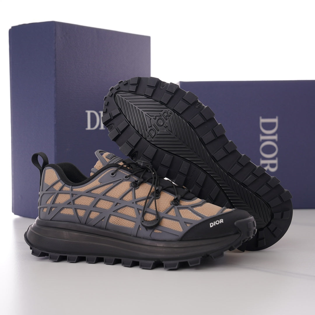 CD B31 SNEAKER BLACK AND BROWN MESH FABRIC
