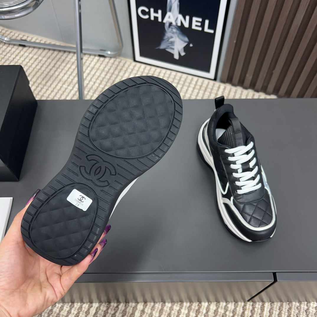 CC Sneaker Black Quilted Cowhide