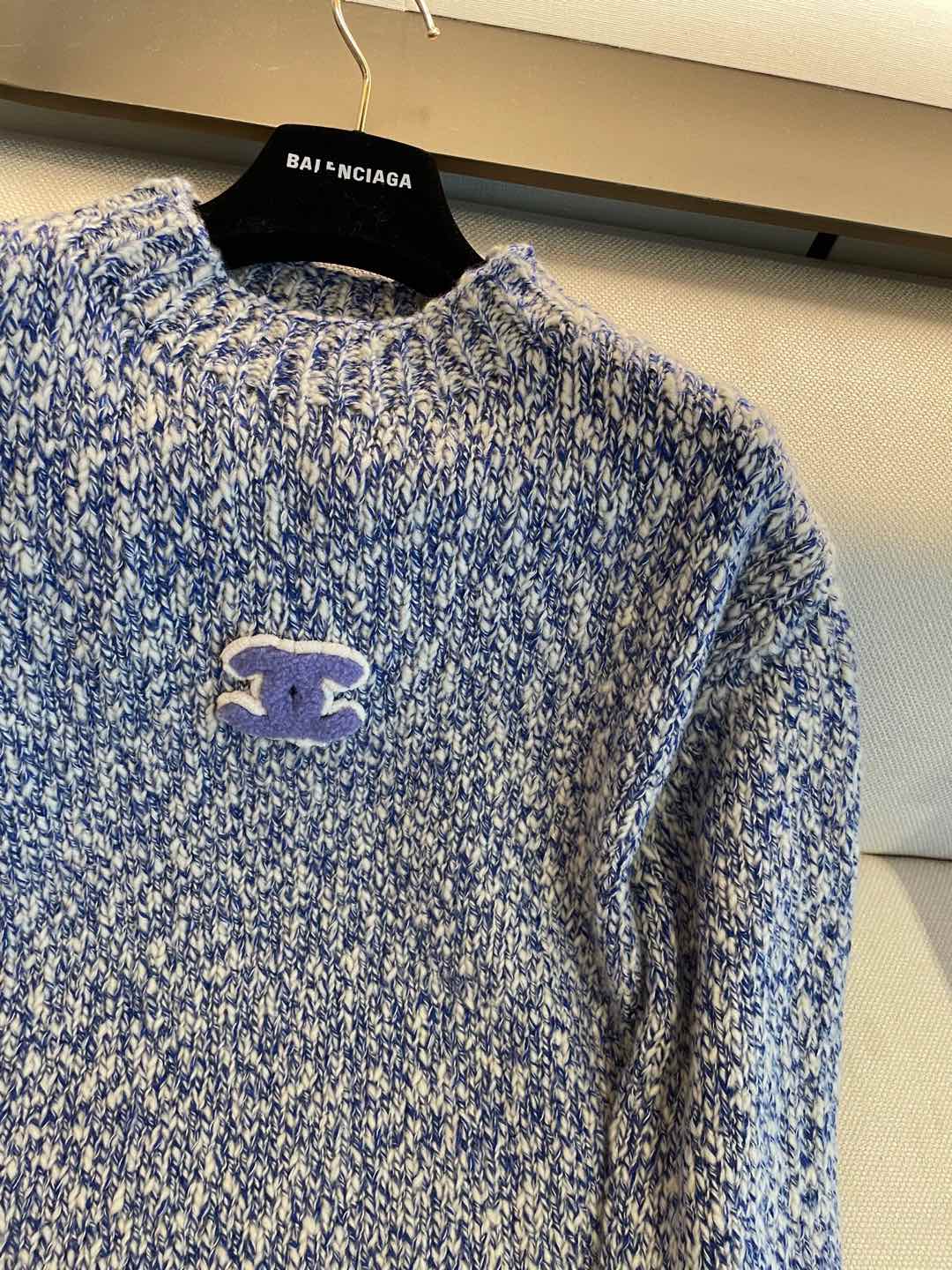 CC Sweater In Blue Mix White Wool