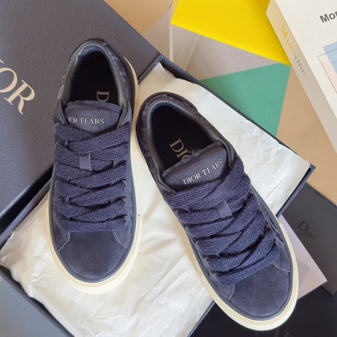 CD B33 Sneaker 40mm Charcoal Blue Monogram Suede