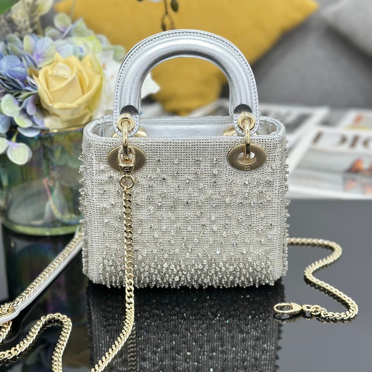 Dior 2026 Embroidered Beaded Bag 17cm Lambskin