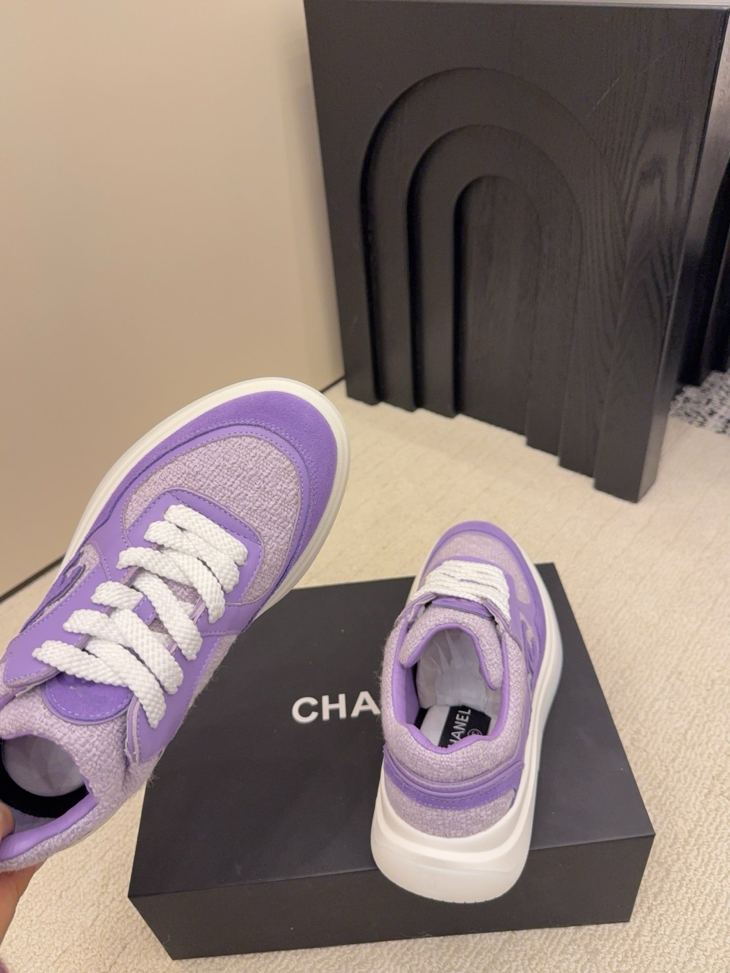 CC 26 Sneaker Purple mix White Tweed Fabric and Suede 589083