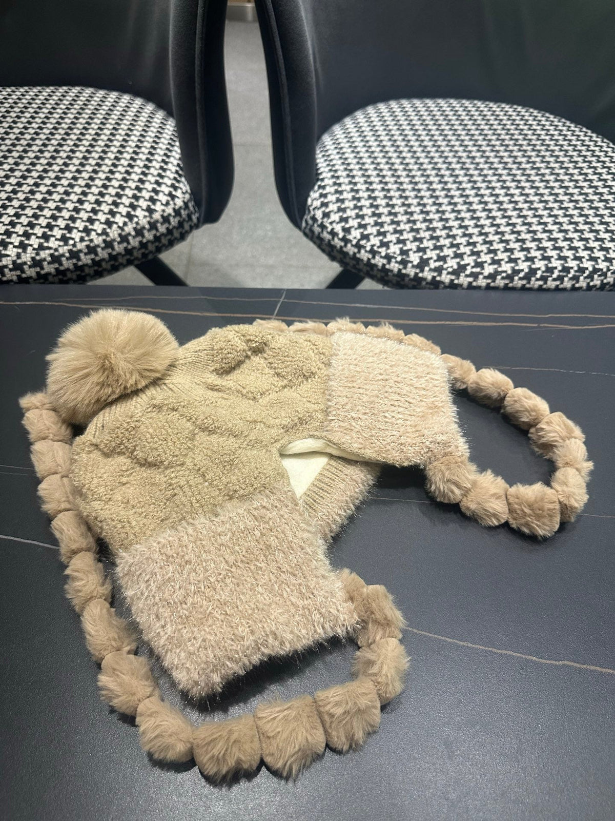Chanel 2026 Camellia Earmuff Beanie Hat Wool 566053