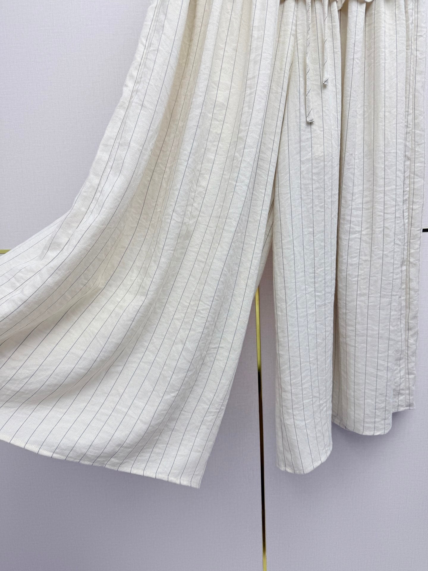 Chanel 2026 Ruffled Striped Wide-Leg Pants Cotton 244740