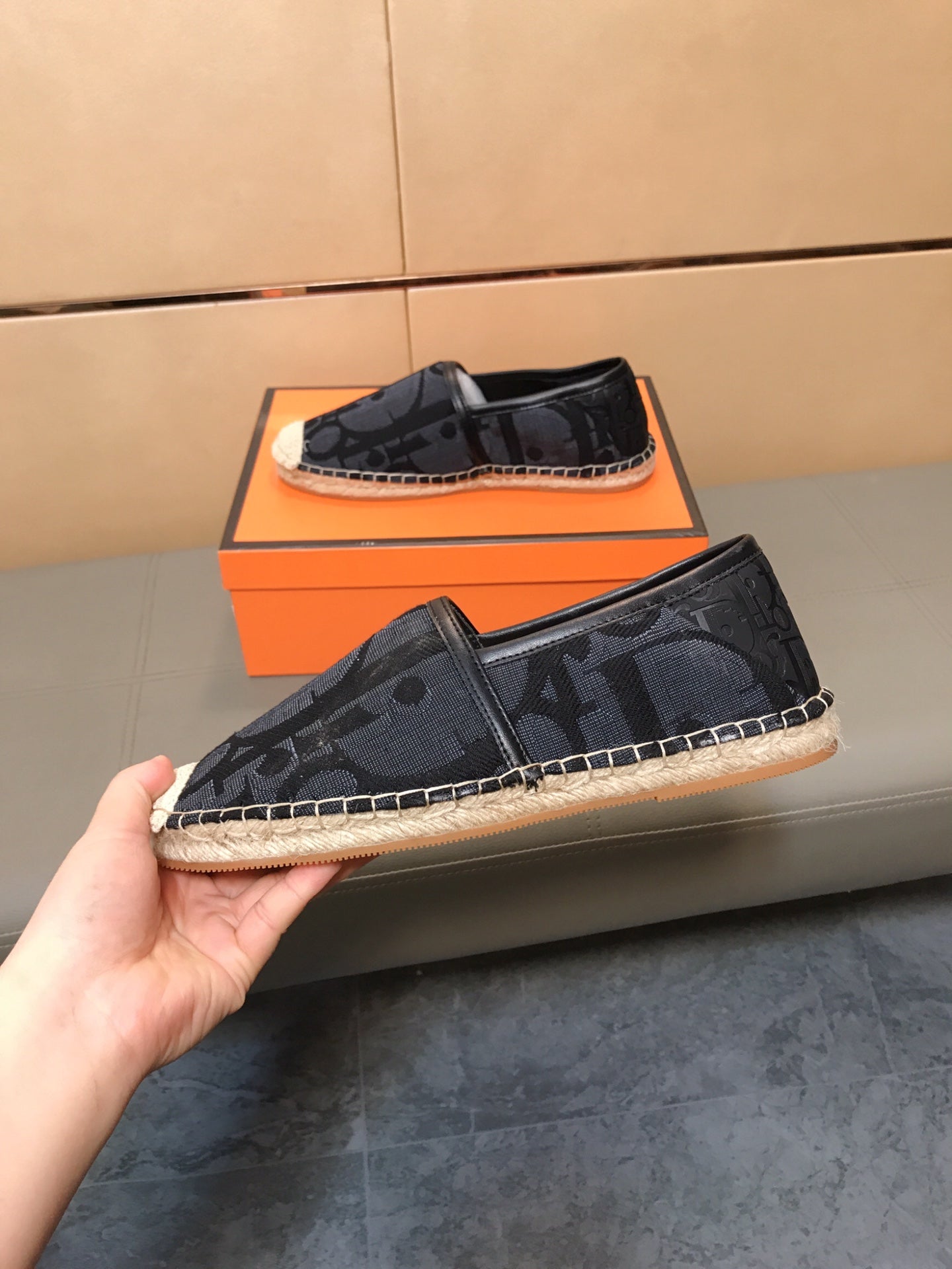 CD PARADISE ESPADRILLE LOAFER BLACK MONOGRAM JACQUARD