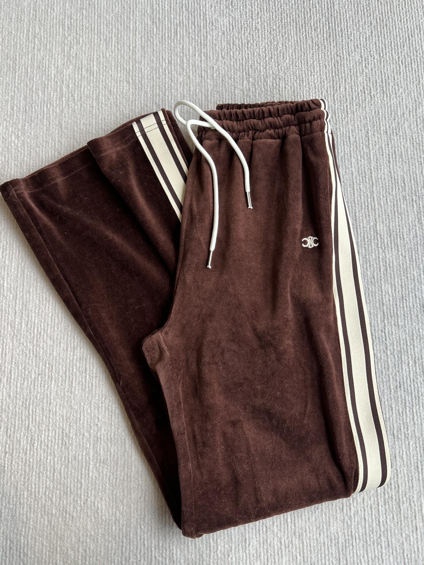 Celine 25 Trouser Brown White Cotton Polyester
