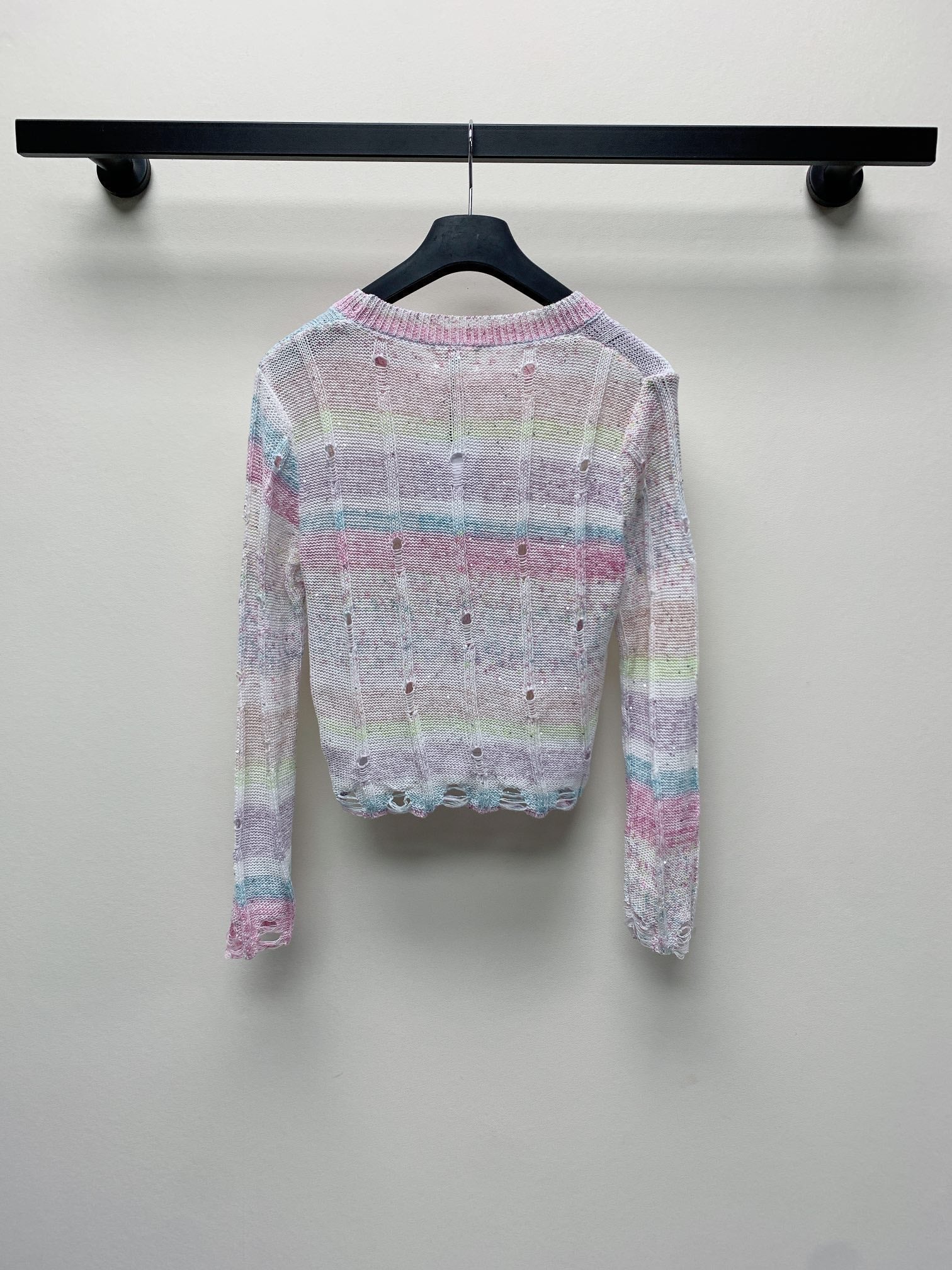 Celine 25 Pastel Striped Sweater Pink Mix Colors Wool Polyester 277565