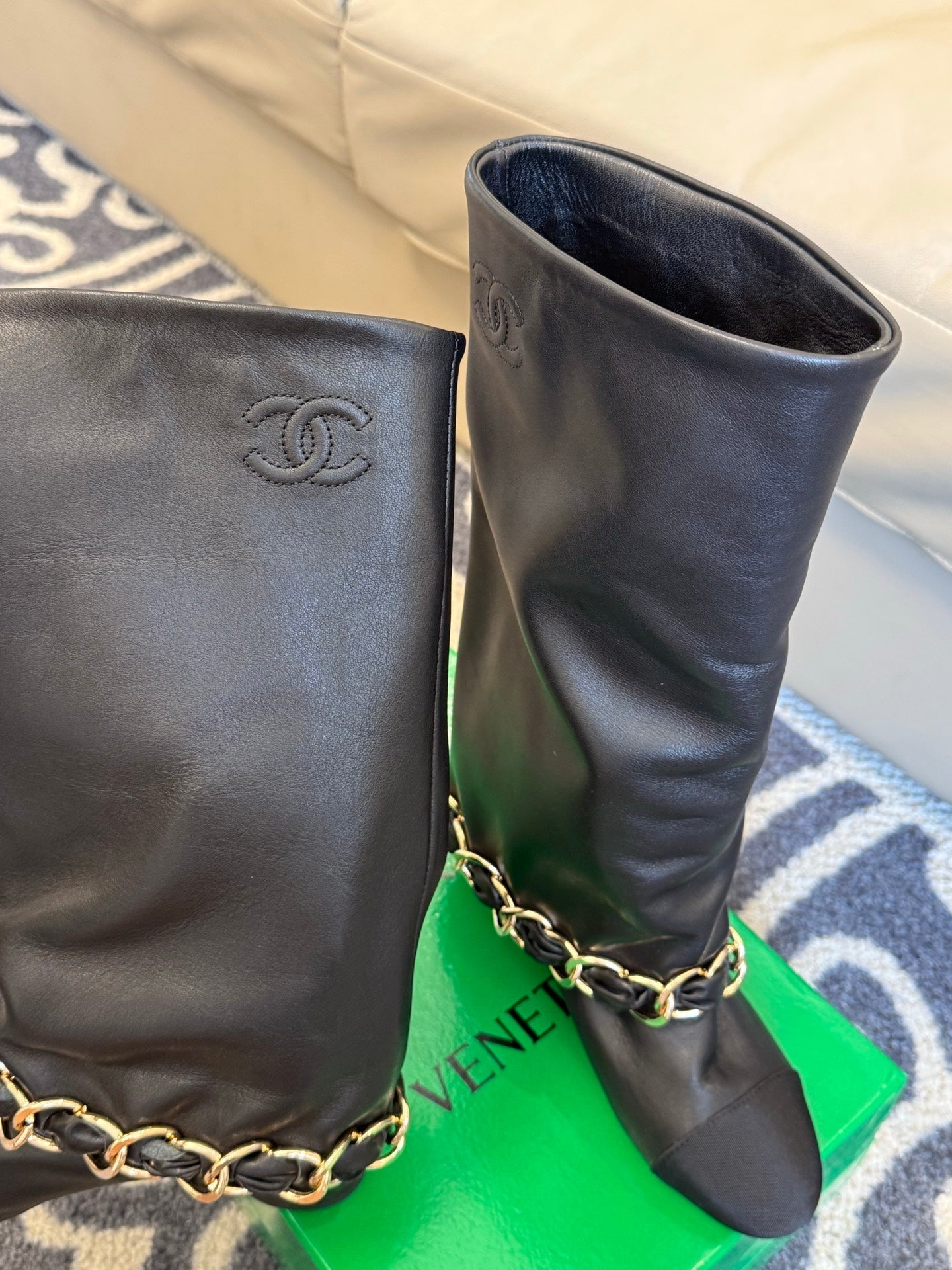 CC 25 High Boot Black Calfskin 409134