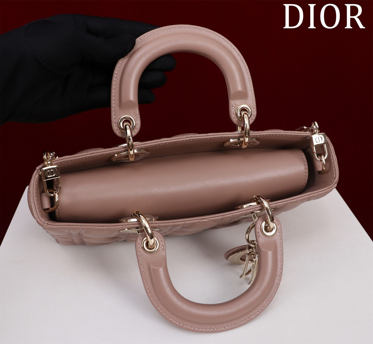 medium lady d-joy 26 chocolate lambskin