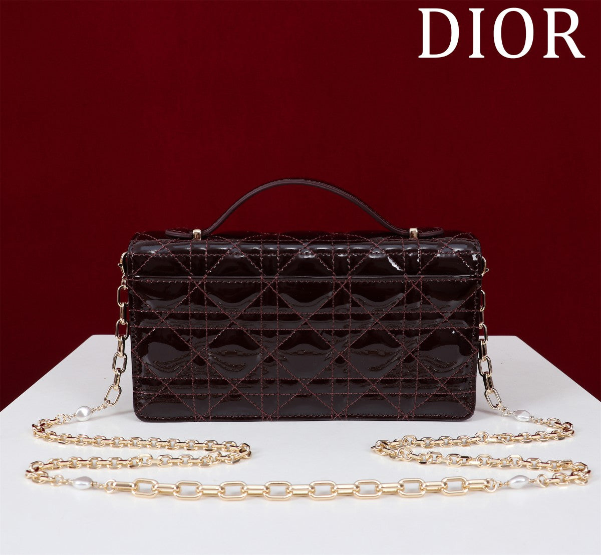 my cd mini 21 wine red patent calfskin