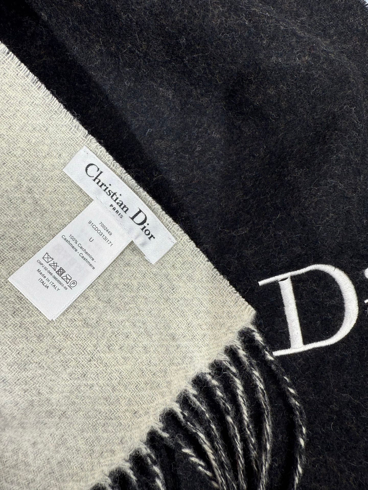 Dior 2026 Scarf 180cm Black Wool 217190