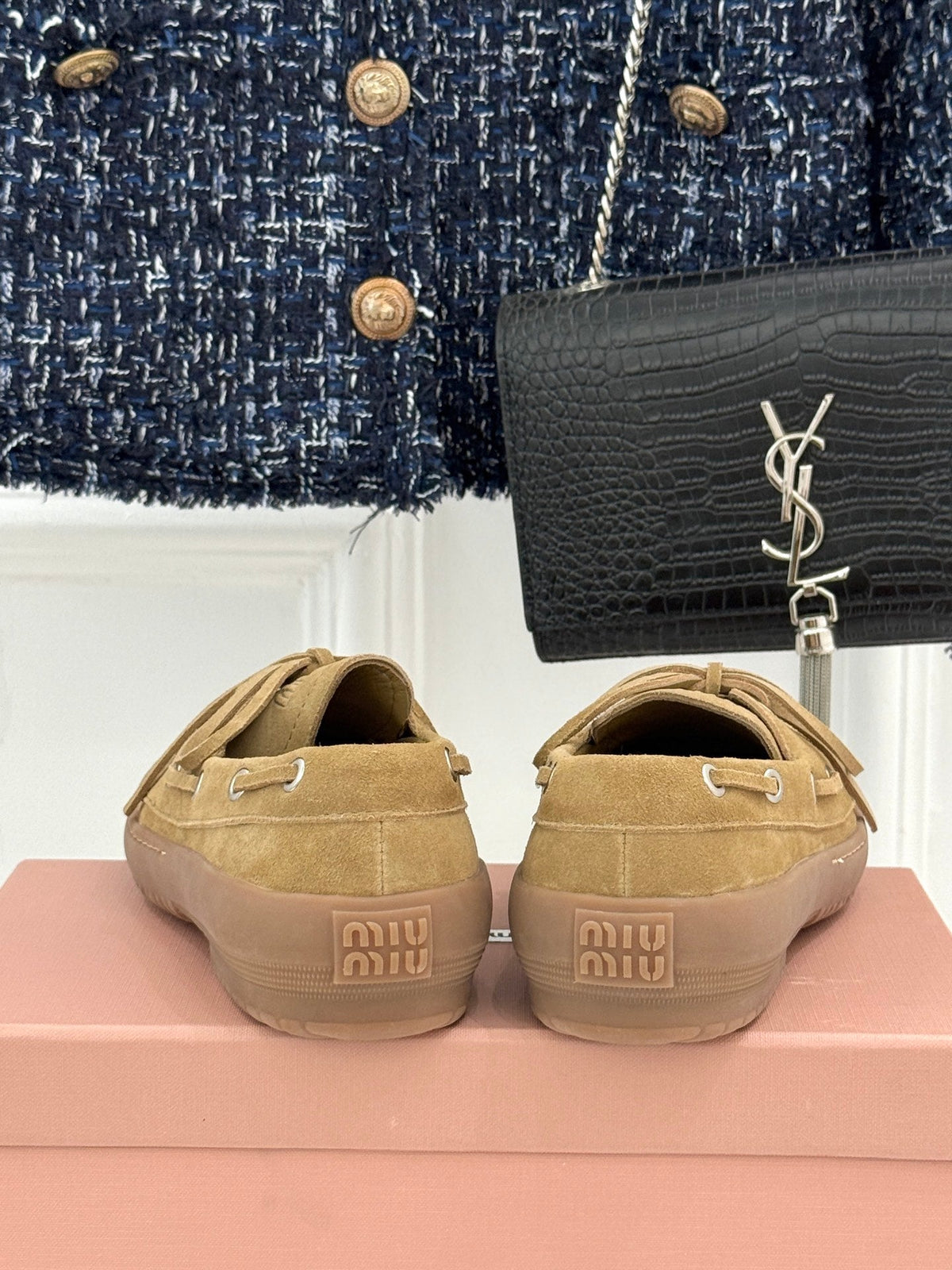 Miu Miu 2026 Lace-Up Loafers Suede Leather 991827