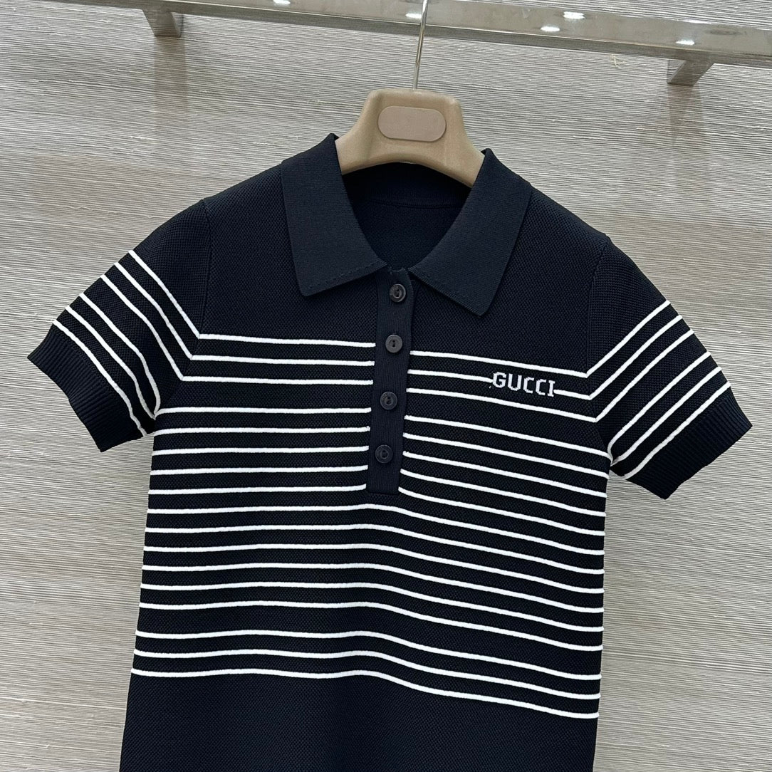 Gucci Polo Shirt Dress Black Cotton Wool