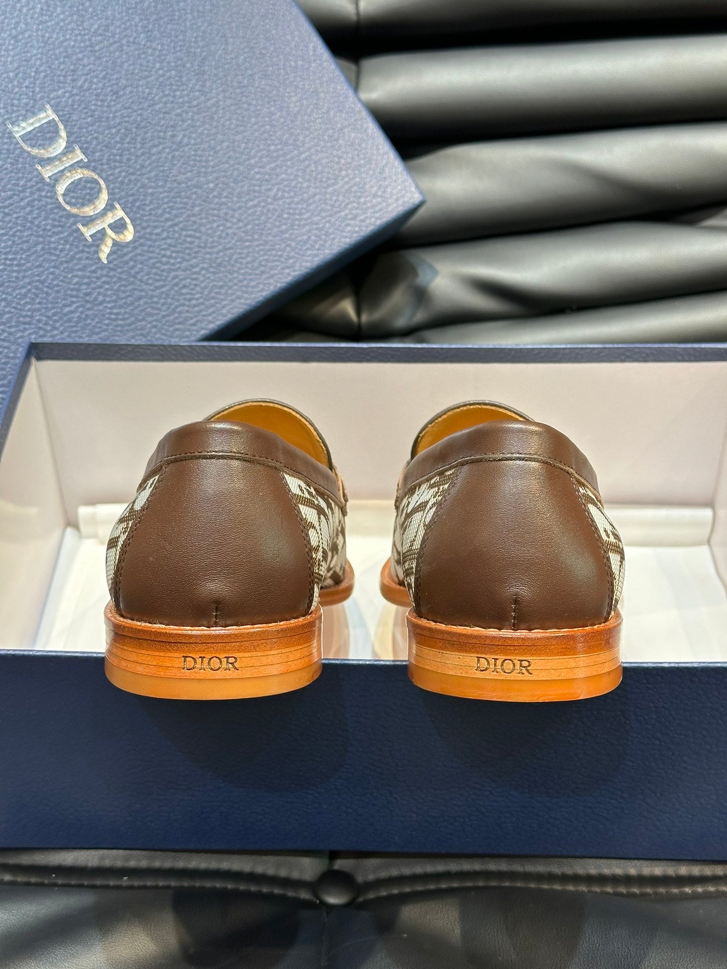 CD GRANVILLE LOAFER BROWN-WHITE MONOGRAM JACQUARD
