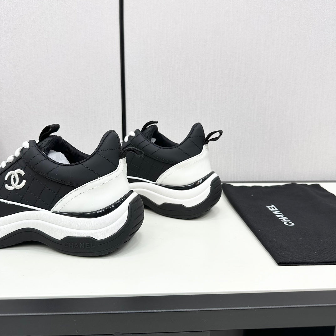 CC SNEAKER IN BLACK MIX WHITE EMBROIDERED LAMBSKIN
